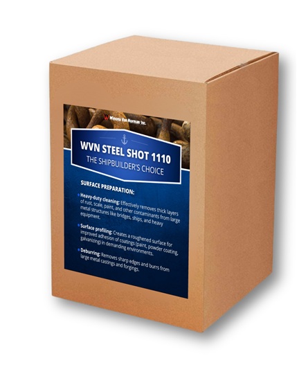 Steel Shot Blasting Media - 1110, box and label, small file, Winona Van Norman