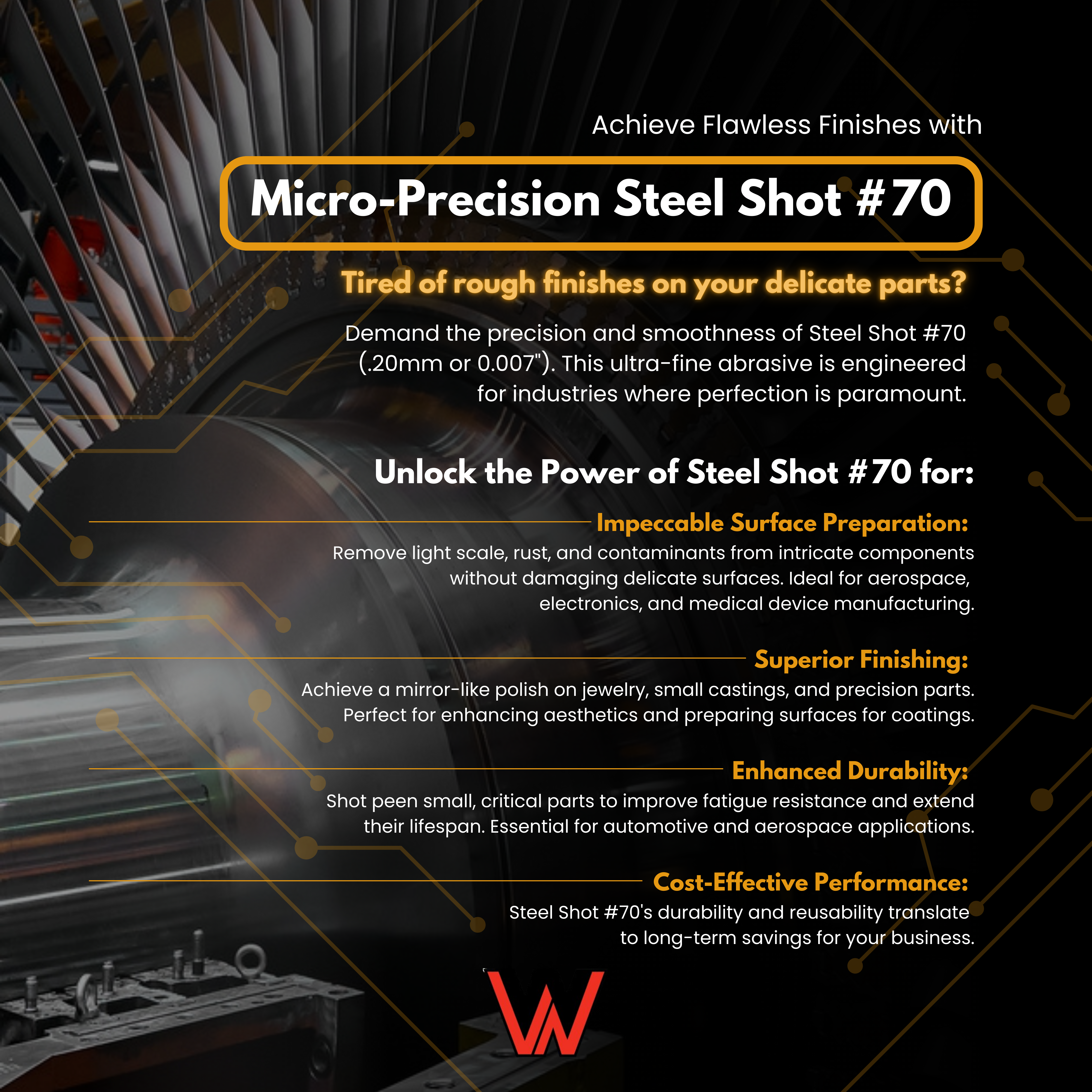 Steel Shot Blasting Media, 70 grit, Fine Finish Shot Peening, Die Casting Cleaning & Surface Prep 5, Winona Van Norman