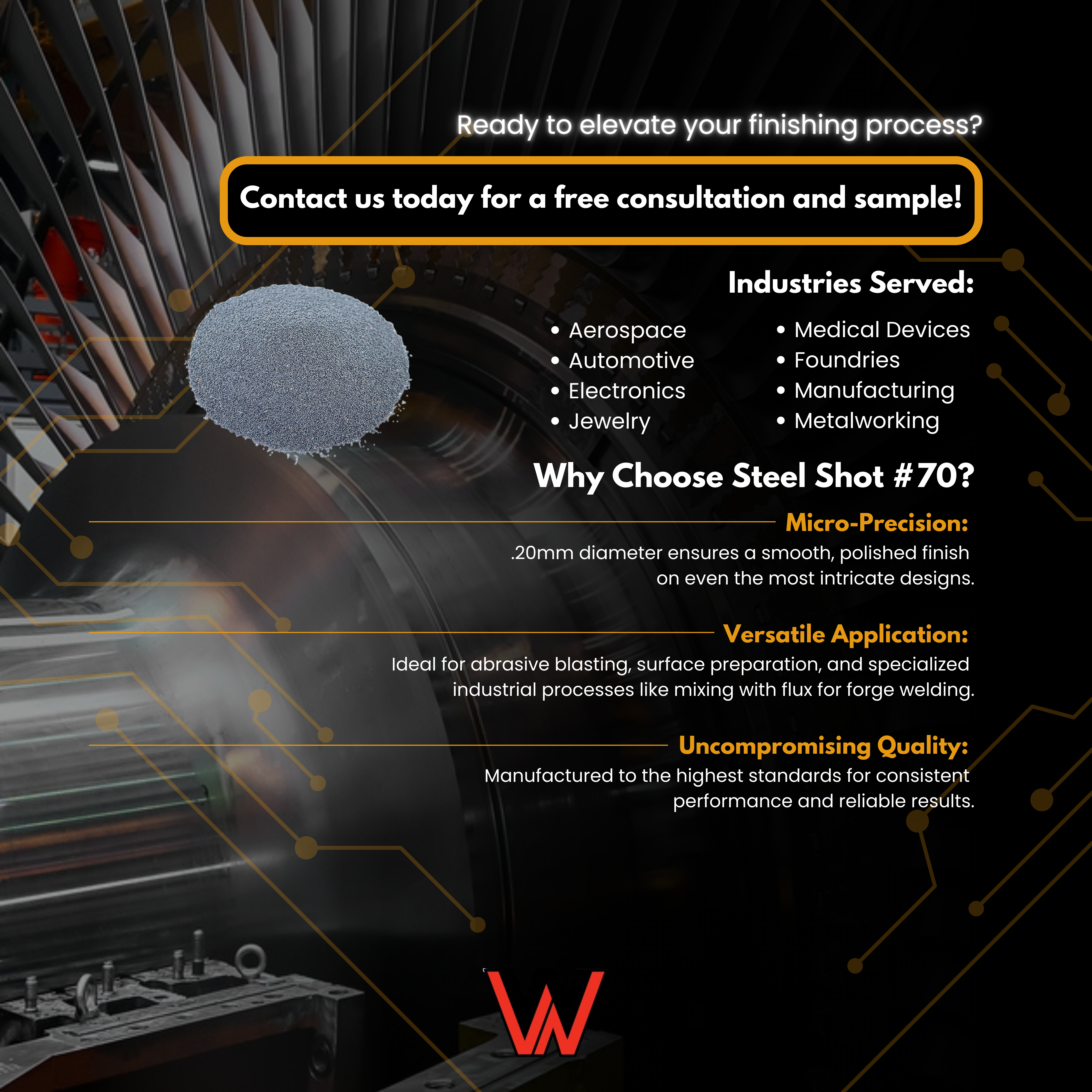 Steel Shot Blasting Media, 70 grit, Fine Finish Shot Peening, Die Casting Cleaning & Surface Prep 6, Winona Van Norman