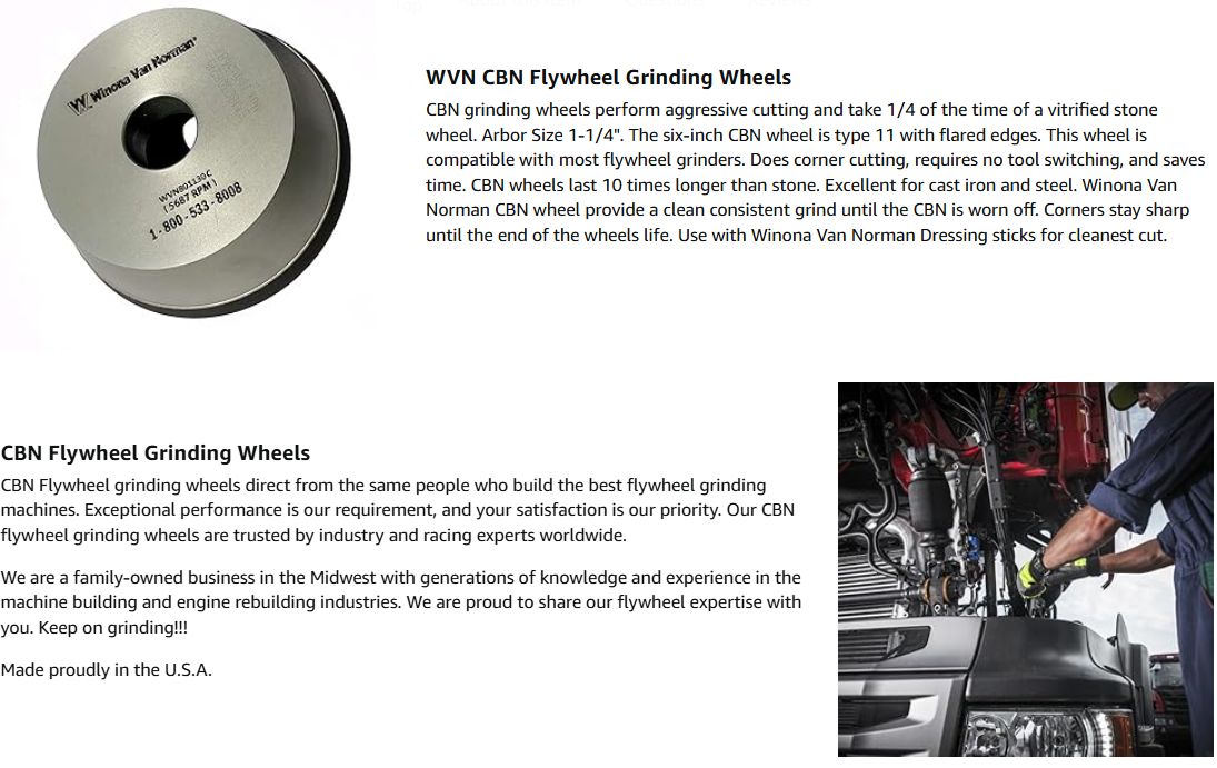 CBN flywheel grinding, Winona Van Norman
