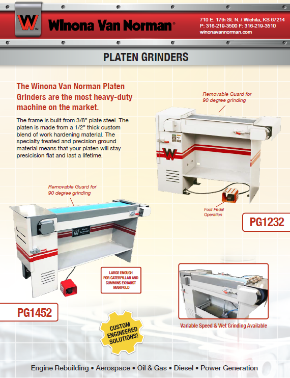 Platen Grinder Belt Grinder Winona Van Norman pg1